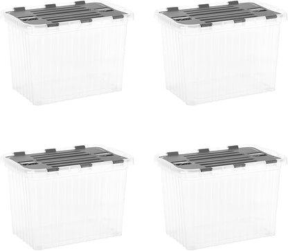 Superio Storage Bins with Lids, Clear Plastic Containers for Organizing, Stackable Totes, BPA Free, Odor Free, Organizer Boxes for Home, and Dorm, 17 Quart (4 Pack, 15"x10"x10.25")