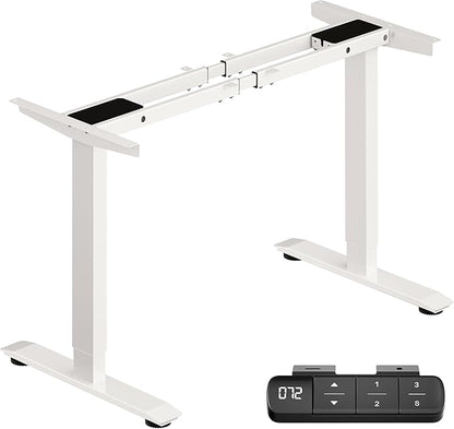 BIZUM Dual Motor Electric Standing Desk Frame with Memory Controller, Computer Memory Desk Adjustable Table Legs Up to 47.2" for Home Office, Glossy White
