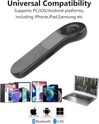 Air Mouse for PC/iOS/Android with Touchpad Rechargeable Wireless Presentation for PPT Pointer Bluetooth 2.4G Remote Control for PowerPoint/Keynote/Tiktok/Camera/Kindle App (Black)