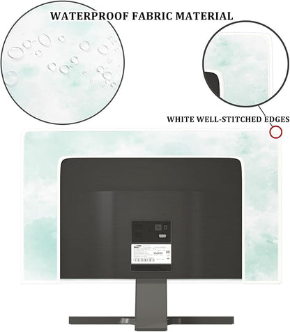 Baocicco Abstract Watercolor Waterproof TV Display Screen Cover 45, 46, 47, 48 Inch Cyan Marble Dip Dyeing Dust Proof TV Covers for Television Screen Anti-Static Dustproof Protective，Mint Green