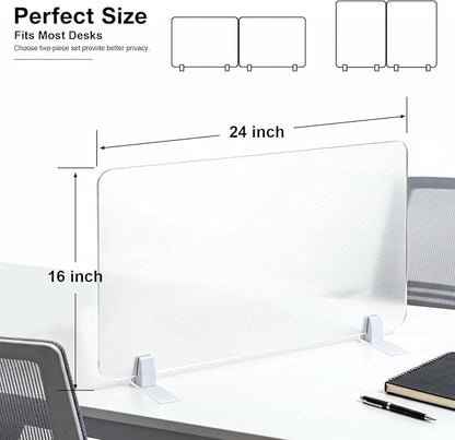 Acrylic Free Standing Screen, Desk Divider for Students and Desk Privacy Panel for Home Office, Partitions for Table Top Workstation, Portable Cubicle Panel for Work, 15.7" x 24", Premium Frosted