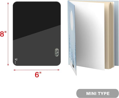 TOWON Small White Board for Desk with Clock, Small Desktop Whiteboard Glass with Pen Holder, Time Reminder Dry Erase Board, Whiteboard for Desk, Digital LCD Display, for Home Office, Black, 8 x 6 in