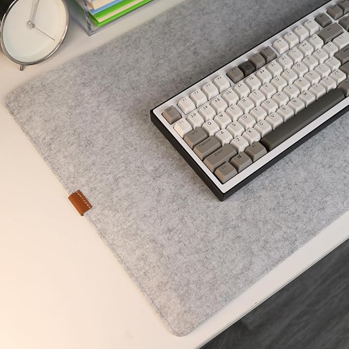 Bright Stone Felt Desk Mat,Non-Slip Mouse Pad,27.5"x11.8" Office Supplies Desk Protector, Desk Accessories for Home and Office (Light Gray)