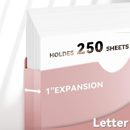 Plastic 1 Inch File Jackets Letter Size,Heavy Duty Expansion Pocket | Expanding File Folde for Documents,12 Pack Manilla Pocket Folders,Job Folders File Jacket with Straight Cut Tabs,Pastel Color