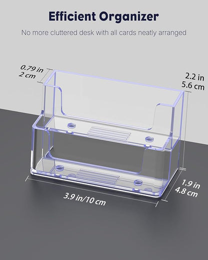 Uniclife 2 Pack Acrylic Business Card Holder for Desk 2 Slots Clear Business Card Display Stand for Men & Women Desktop Business Card Organizer Card Stand for Office Home Exhibition, 120 Card Capacity