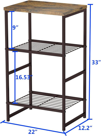 GEORIS 3 Tier Metal Printer Stand Shelf for Desk, Industrial Side Table for Printer, Fax Marchine