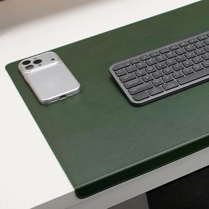Edge-Locked Leather Desk Pad, Desk Blotter with Full Grip Fixation Lip, Waterproof Large Office Table Mat, Non-Slip Laptop Mouse Pads for Work Typing Writing (Red,23.6"x13.8")