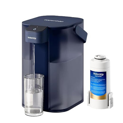 Waterdrop ED01B Electric Water Filter Pitcher, NSF/ANSI 42&53&401&372, Blue | 200-Gallon Long-Life, Reduce 99.6% of Lead and 45+ Impurities, 15-Cup, Rechargeable Instant Dispenser, Does not Lower TDS