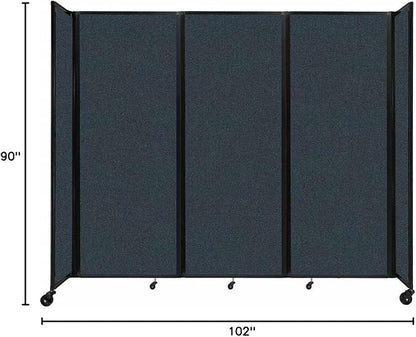 Versare Room Divider 360 Portable Wall Partition | Folding Panels | Large Freestanding Divider | Locking Wheels | Temporary Room Separator