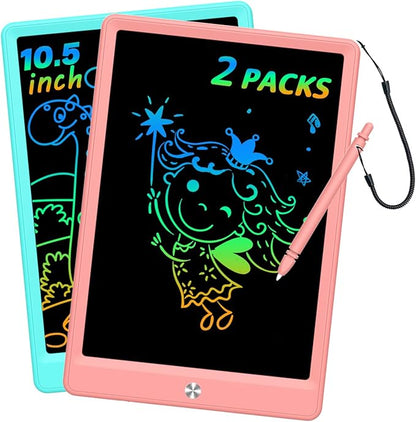 BUKEBU LCD Writing Tablet Doodle Board, Colorful Drawing Pad, Electronic Drawing Tablet, Drawing Pads,Travel Gifts for Kids Ages 3 4 5 6 7 8 Year Old Girls Boys (10.5 inch, Blue&Pink)
