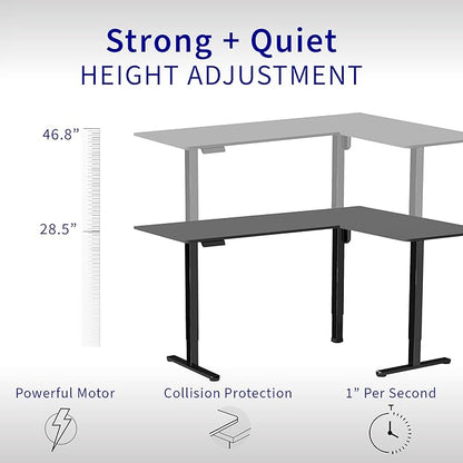 VIVO Electric Corner 63 x 55 inch L-Shaped Standing Desk, Memory Height Adjustment, Rustic Vintage Brown Top Gray Frame, DESK-E3CTGN