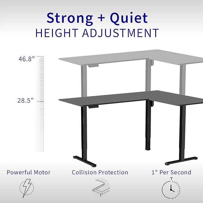 VIVO Electric Corner 63 x 55 inch L-Shaped Standing Desk, Memory Height Adjustment, Light Wood Top White Frame, DESK-E3CTC