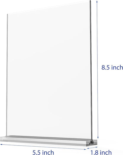 newnewshow Acrylic Sign Holder 5.5x8.5 Inch 3 Pack Vertical T Shape Double-Sided Desktop Display Holder. (Optional 8.5x11 8.5x5.5 5x7 Horizontal and Vertical)