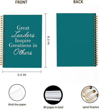 OXW Leadership Gifts Notebook Journal, Leader Gifts for Women Men, Meeting Notebook for Work, Thank You Gifts for Leader Boss Mentor Supervisor, Turquoise Spiral Notebook 5.5 x 8.3