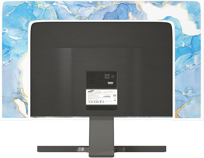 Baocicco Baby Blue Gold Marble Waterproof Screen TV Cover 37, 38, 39 Inch Modern Television Accessories TV LCD Fashion Weatherproof Screen TV Decorations for Tablet LED LCD OLED TVs
