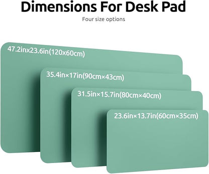 YSAGi Leather Desk Protector, Office Mat, Large Mouse Mat, Non-Slip PU Leather Blotter, Laptop Desk, Waterproof Writing Pad for Office and Home (Green-Blue, 35.4" x 17")