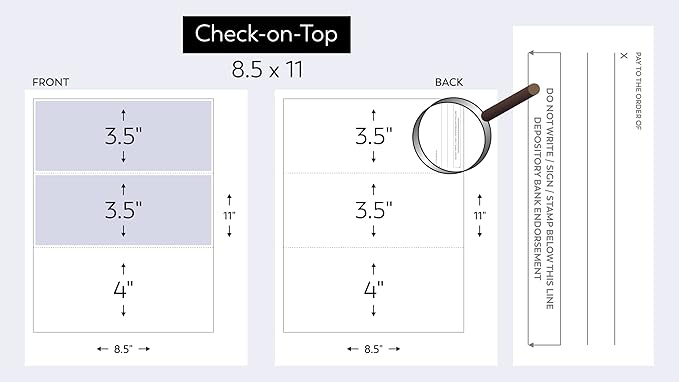 Compuchecks Check on Top Blank Check Paper - 100 Pack, Quick-Books & Laser Printer Compatible - Security Business Checks with Voucher - 8.5" x 11" Steel Blue Pinstripe