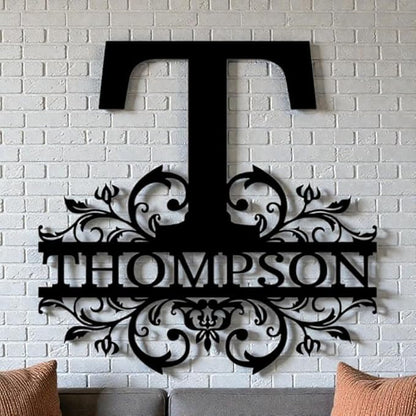 Custom Metal Signs | Personalized Monogram Name Sign | Outdoor Wall Art for Family Name | Custom Name Metal Sign, Last Name, Anniversary, Wedding Gifts for Women, Wife, Parents, couple (Design 9)