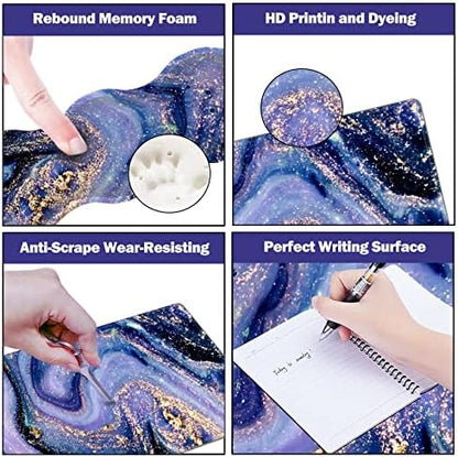 Upgraded Extended Gaming Mouse Pad, Keyboard Wrist Rest Pad, Wrist Support Mousepad Set, Artso Large Stable Rubber Base Stitched Edge Desk Pad (35 x15.5 in) for Work, Office, Home, Purple Marble