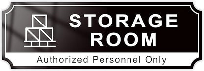 Storage Room Door Sign for Business, Self-Adhesive Durable Modern Storage Room Sticker, UV and Weather Resistant Authorized Personnel Only Signs for Home, Business, Restaurants, Private Area