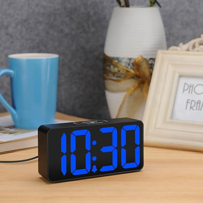 DreamSky Small Digital Alarm Clock for Bedroom, Large Big Numbers Display with Brightness Dimmer, Electric Bedside Desk Clock with USB Charging Port, Adjustable Alarm Volume, USB-C Adapter Powered