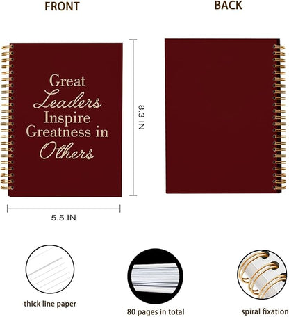 OXW Red Meeting Notebooks for Work, Leadership Gifts Office Work Notebook Journal for Writing Note Taking, Thank You Gifts for Women Men Leader Boss Mentor Principal Manager, 5.5"x8.3"