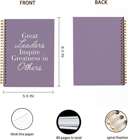 OXW Purple Meeting Notebooks for Work, Leadership Gifts Office Work Notebook Journal for Writing Note Taking, Thank You Gifts for Women Men Leader Boss Mentor Principal Manager, 5.5"x8.3"