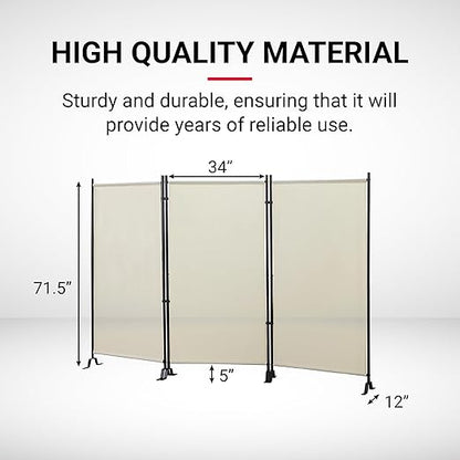 Proman Products - Galaxy Section Divider, Water Repellent Fabric Room Divider with Black Powder Coated Metal Frame for Indoors or Outdoors (Beige)