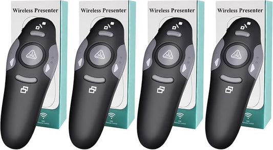 (4 Units) Wireless Presentation Clicker for PowerPoint, Wireless Presenter Remote with Laser Pointer Slide Clickers for Mac/Windows/Linux, Computer/Laptop, Google Slide/PPT/Keynote