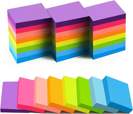 (24 Pads) Sticky Notes 1.5x2 in, 8 Colors Post Self Sticky Notes Pad Its, Bright Post Stickies Colorful Sticky Notes for Office, Home, School, Meeting, 75 Sheets/pad