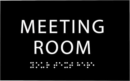 ADA CENTRAL SIGNS - 6" X4" Meeting Room Sign - ADA Compliant Tactile Graphics Grade 2 Braille Text Acrylic Wall Sign | Privacy, Interview, Room Name Sign for Schools, Hospitals, Offices, & Apartments