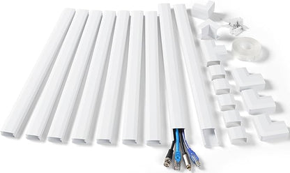 153in Wall Cable Hider, Cord Hider to Hide 3-4 Cords, TV Wire Hider for Wall, Cable Management Kit, Cable Raceway White, Paintable Cable Concealer, 9 x L17in x W1.18in x H0.6in