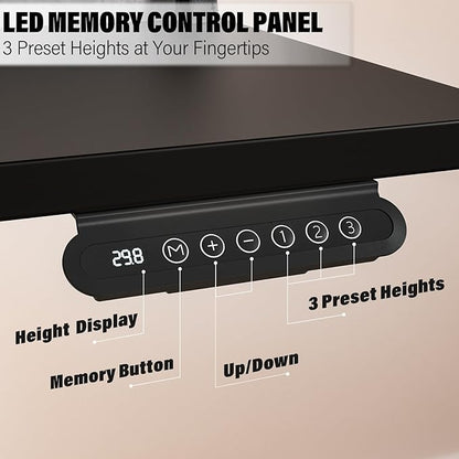 Kingant 48 x 24 Inch Electric Standing Desk with 4 Drawers, Height Adjustable Sit to Stand Computer Desk with Storage Shelf and C-Clamp Mount Compatibility for Home Office, Black