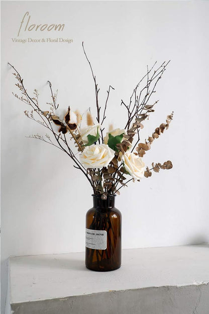 Floroom Artificial Flowers 50pcs Real Looking Cream Foam Fake Roses with Stems for DIY Wedding Bouquets Bridal Shower Centerpieces Floral Arrangements Party Tables Home Decorations