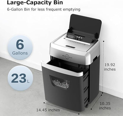 BONSEN 150-Sheet Autofeed Paper Shredder Heavy Duty, 60 Mins Micro-Cut Shredder for Office, 6 Gal Large Capacity Bin P-4 High Security Commercial Document Shredders for Home Office (S3114 New Version)