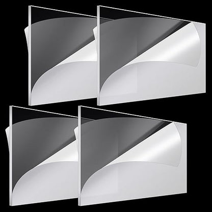 Roowest 4 Pcs 24 x 48 Inch, 1/8 Inch Thick Clear Acrylic Plexiglass Sheets Transparent Plastic Panels Sheets Cut to Size Cast Acrylic Board Panel with Protective Film for Craft DIY Project Sign Frame