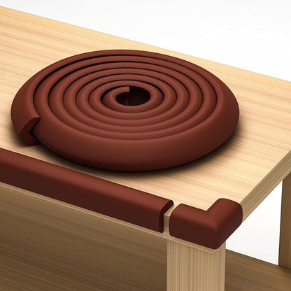 Sharp Edge and Furniture Safety Guards 20.4ft Protective Foam Cushion; 18ft Bumper 8 Adhesive Childsafe Corners Baby Caring Child Proofing Set NonToxic and Safe For Table, Fireplace, Countertop; Brown