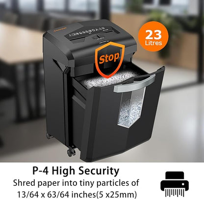 bonsaii 18 Sheet Heavy Duty Cross-Cut Paper and Credit Card Shredder, 6 Gallon Pullout Basket and 4 Casters, Black