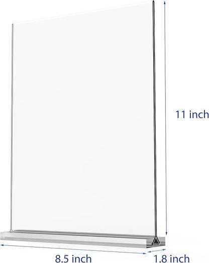 newnewshow Acrylic Sign Holder 8.5x11 Inch 6 Pack Vertical T Shape Double-Sided Desktop Display Holder