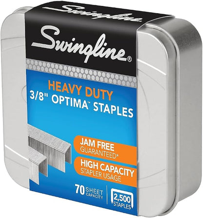 Swingline Staples, Premium High Capacity for Desktop Staplers, 3/8" Length, 125/Strip, 2500/Box, Jam Free, Optima (35550)