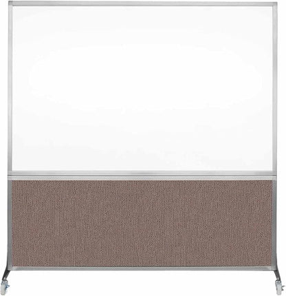 DivideWrite Mobile Whiteboard | Double Sided Dry Erase Board | Portable Office Cubicle Partition | Display for Classrooms, Conference Rooms, Meeting Areas and More | Latte Fabric 6' Wide X 6' Tall