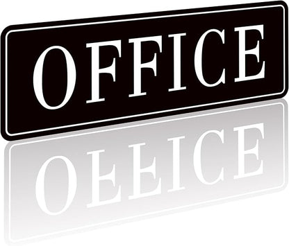 The Office Door Sign for Home and Business，Self-Adhesive Waterproof and Fade-Resistant Modern Office Sign Sticker for House，Business，Door, Window（Black）