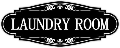Laundry Room Door Sign for Business and Home，Self-adhesive Waterproof Cute Laundry Room Door Sticker Decals for House, Apartment, Hotel Laundromat Decor（Black）