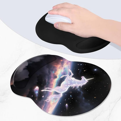 ITNRSIIET Ergonomic Mouse Pad with Comfort Gel Wrist Rest, Non-Slip PU Base, Smooth Textured Surface, Reduces Hand Fatigue & Wrist Pain, 8.7 x 7.2 Inch for Office Gaming Home, Stellar