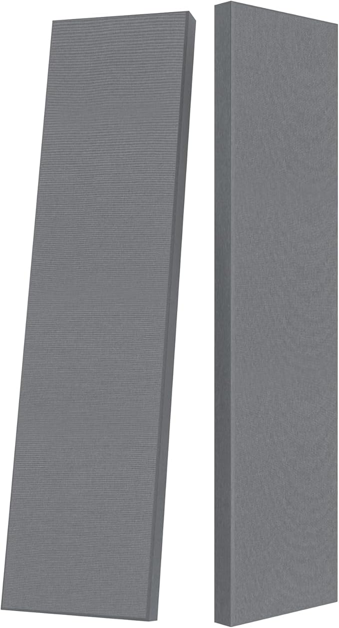 2” Thick Acoustic Panels with Hanging Brackets to the Wall, 2 PCS 47.2” x 11.8” Fiberglass Sound Absorbing Panels for Home Theater Church Office Wall or Ceiling, Light Grey