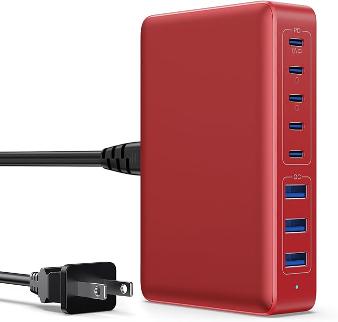 USB C Charger 300W USB C Charger Block 8-Ports GaN IV Fast Charging Station,PD 100W Laptop Charging Hub Wall Charge Adapter Compatible with MacBook/Air,DELL,Steam Desk,iPhone 16/15/14,Galaxy