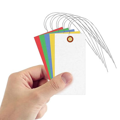 SmartSign (Pack of 100) 4.75 x 2.375 inch Multi Colored Blank Tyvek Shipping Tags with Wire, Size #5, 8 mil Thick Tyvek