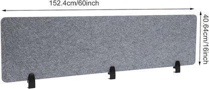 Clamp-On Acoustic Desk Divider, 2Pcs 60x16in Acoustic Partition, Desktop Privacy Panel, Sound Absorbing Workstation Panel (Castle Gray, 60" x 16")