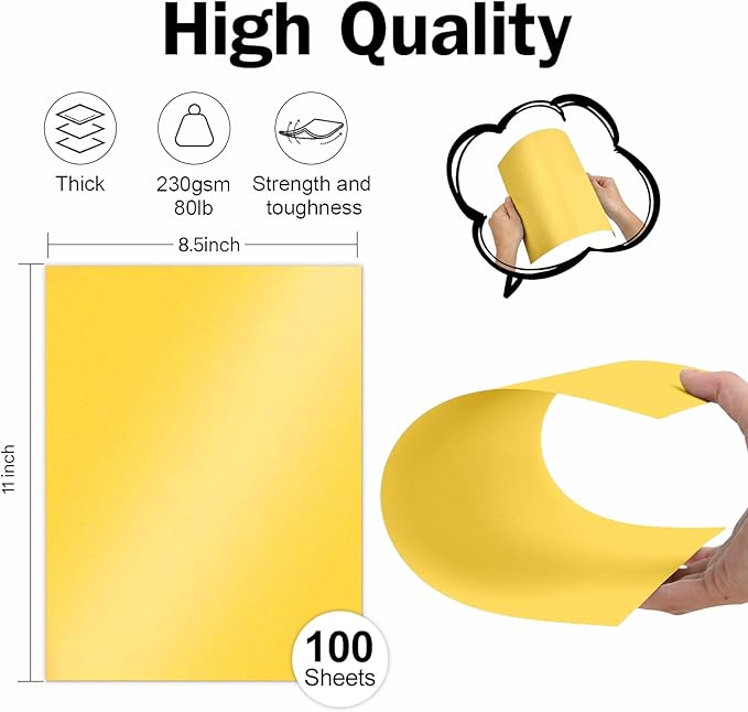 Double Sided Gold Cardstock 8.5 x 11 Metallic Paper, Goefun 100 Sheets 80lb Shimmer Card Stock for Printing, Copy, Invitations, Card Making