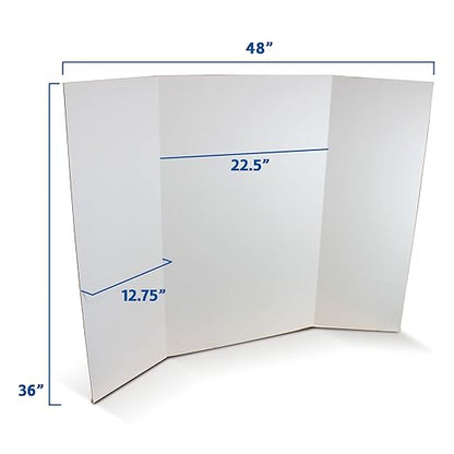 Flipside Products 36” x 48” Project Boards for Presentations, Science Fair, School Projects, Event Displays and Trifold Picture Board, Proudly Made in USA - White - 4 Pack